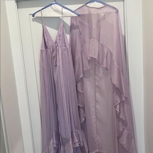 Lavender Chiffon Maxi Dress with Cape